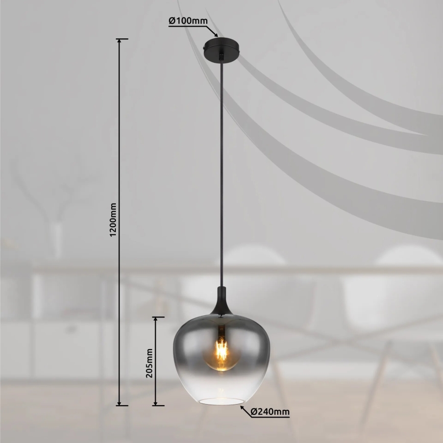 Globo - Κρεμαστό φωτιστικό οροφής 1xE27/40W/230V διάμετρος 24 cm μαύρο