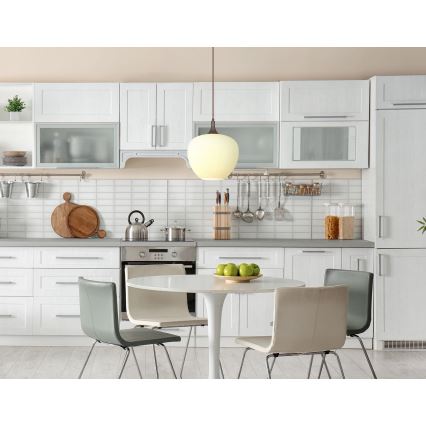 Globo - Κρεμαστό φωτιστικό οροφής 1xE27/60W/230V διάμετρος 29 cm λευκό/καφέ
