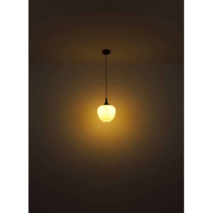Globo - Κρεμαστό φωτιστικό οροφής 1xE27/60W/230V διάμετρος 29 cm λευκό/καφέ