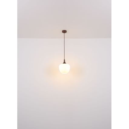 Globo - Κρεμαστό φωτιστικό οροφής 1xE27/60W/230V διάμετρος 29 cm λευκό/καφέ