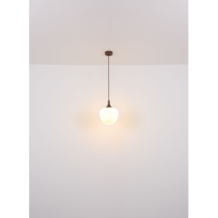 Globo - Κρεμαστό φωτιστικό οροφής 1xE27/60W/230V διάμετρος 29 cm λευκό/καφέ