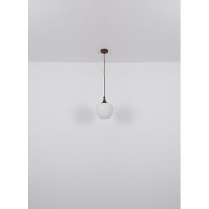 Globo - Κρεμαστό φωτιστικό οροφής 1xE27/60W/230V διάμετρος 29 cm λευκό/καφέ