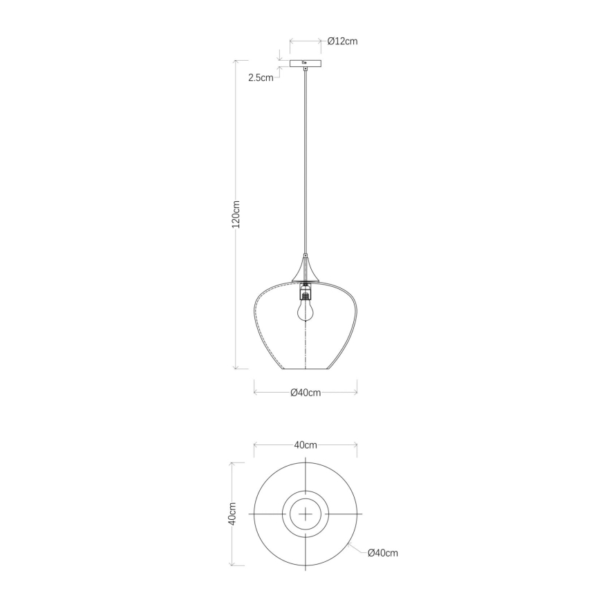Globo - Κρεμαστό φωτιστικό οροφής 1xE27/60W/230V διάμετρος 40 cm μαύρο