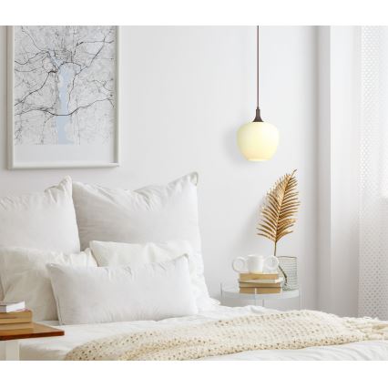 Globo - Κρεμαστό φωτιστικό οροφής 1xE27/60W/230V λευκό/καφέ