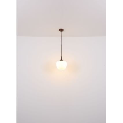 Globo - Κρεμαστό φωτιστικό οροφής 1xE27/60W/230V λευκό/καφέ