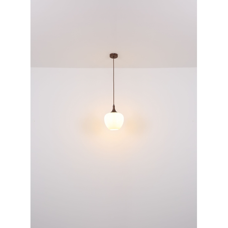 Globo - Κρεμαστό φωτιστικό οροφής 1xE27/60W/230V λευκό/καφέ