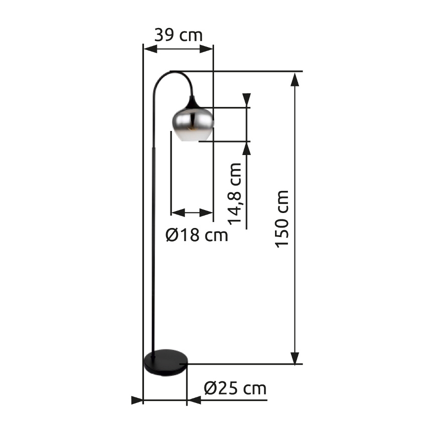 Globo - Επιδαπέδιο φωτιστικό 1xE27/40W/230V μαύρο/φιμέ