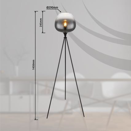 Globo - Φωτιστικό δαπέδου 1xE27/60W/230V μαύρο