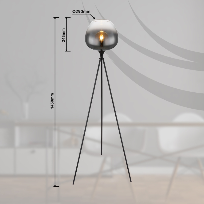 Globo - Φωτιστικό δαπέδου 1xE27/60W/230V μαύρο