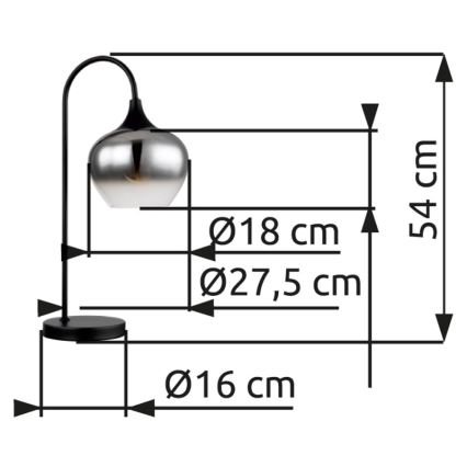 Globo - Eπιτραπέζια λάμπα 1xE27/40W/230V μαύρο