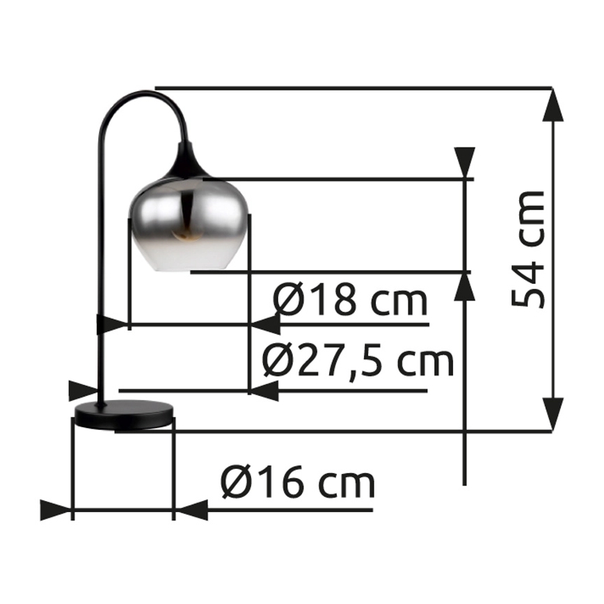 Globo - Eπιτραπέζια λάμπα 1xE27/40W/230V μαύρο