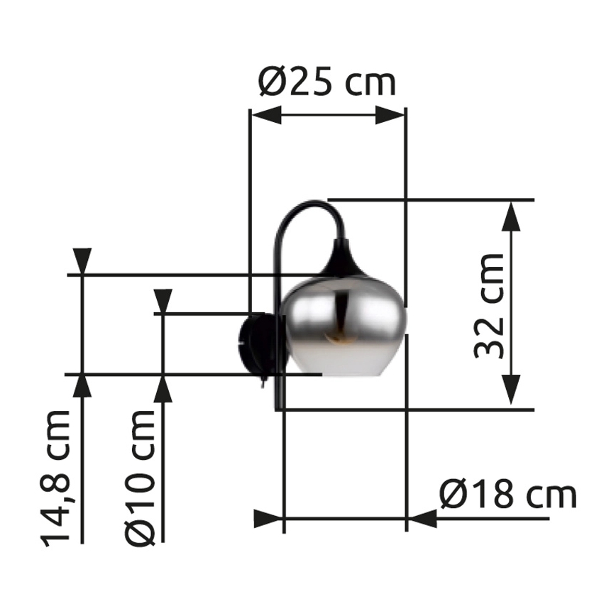 Globo - Λάμπα τοίχου 1xE27/40W/230V μαύρο