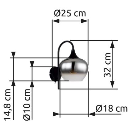 Globo - Λάμπα τοίχου 1xE27/40W/230V μαύρο
