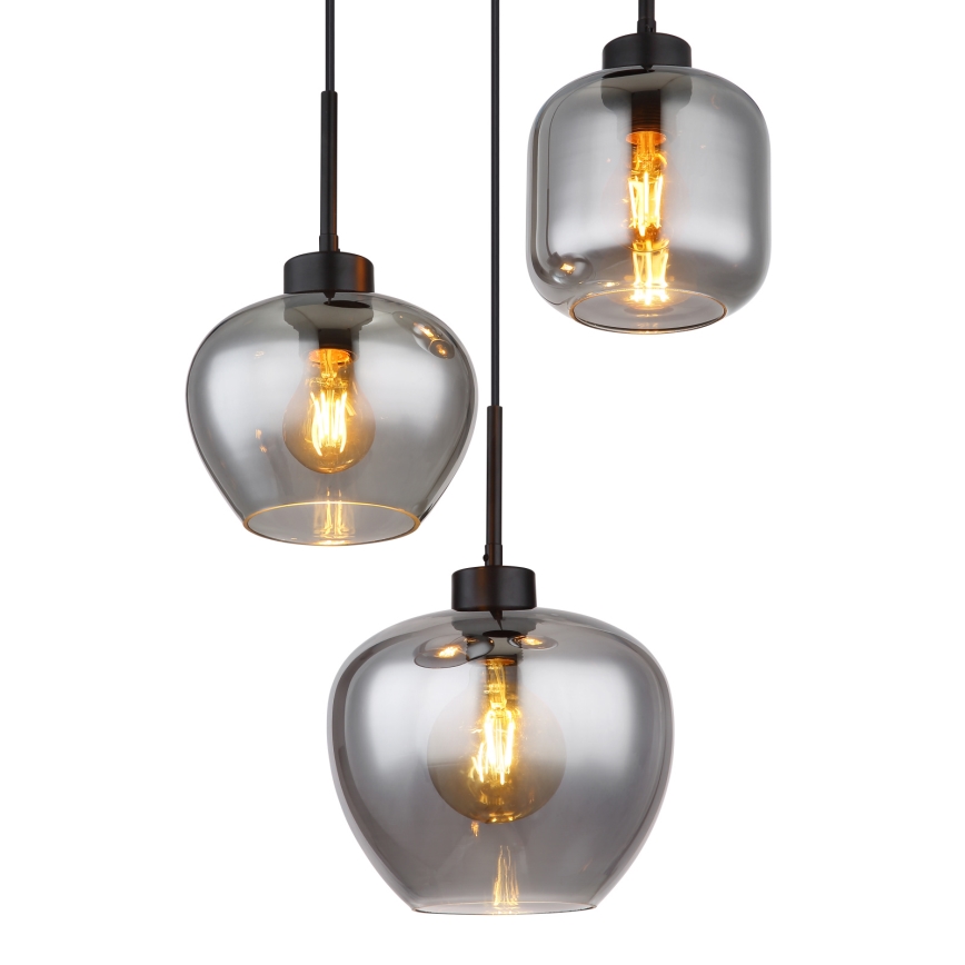 Globo - Κρεμαστό φωτιστικό με καλώδιο 3xE27/40W/230V μαύρο