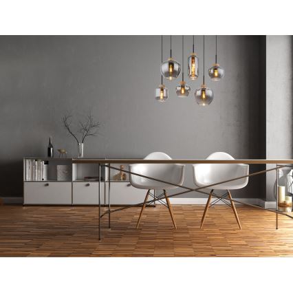 Globo - Κρεμαστό φωτιστικό με καλώδιο 6xE27/40W/230V μαύρο