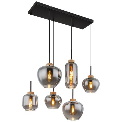 Globo - Κρεμαστό φωτιστικό με καλώδιο 6xE27/40W/230V μαύρο