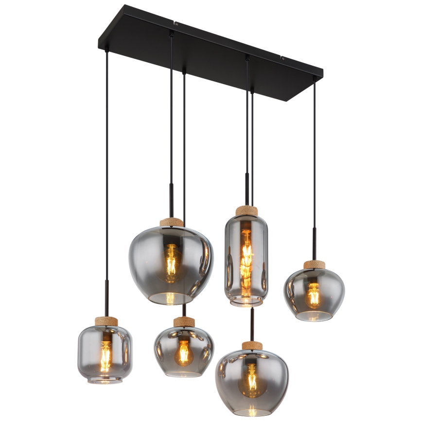 Globo - Κρεμαστό φωτιστικό με καλώδιο 6xE27/40W/230V μαύρο