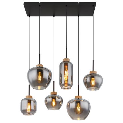 Globo - Κρεμαστό φωτιστικό με καλώδιο 6xE27/40W/230V μαύρο