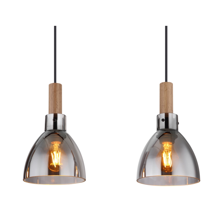 Globo 15550-4H - Κρεμαστό φωτιστικό με καλώδιο MATTEA 4xE27/6W/230V μαύρο/καπνιστό