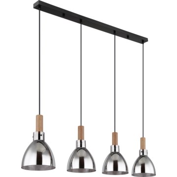 Globo 15550-4H - Κρεμαστό φωτιστικό με καλώδιο MATTEA 4xE27/6W/230V μαύρο/καπνιστό