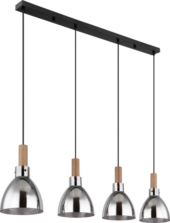 Globo 15550-4H - Κρεμαστό φωτιστικό με καλώδιο MATTEA 4xE27/6W/230V μαύρο/καπνιστό