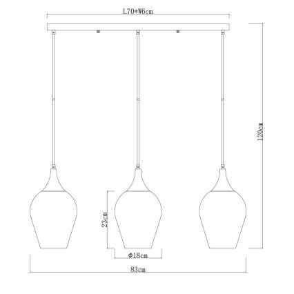 Globo - Κρεμαστό φωτιστικό οροφής 3xE27/60W/230V