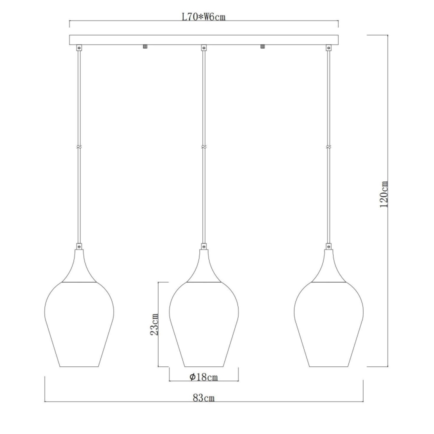 Globo - Κρεμαστό φωτιστικό οροφής 3xE27/60W/230V
