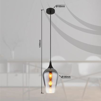 Globo - Κρεμαστό φωτιστικό οροφής 1xE27/60W/230V διάμετρος 18 cm μαύρο