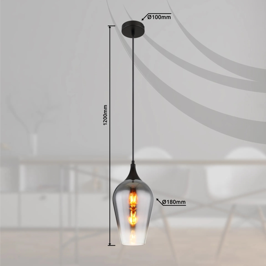 Globo - Κρεμαστό φωτιστικό οροφής 1xE27/60W/230V διάμετρος 18 cm μαύρο
