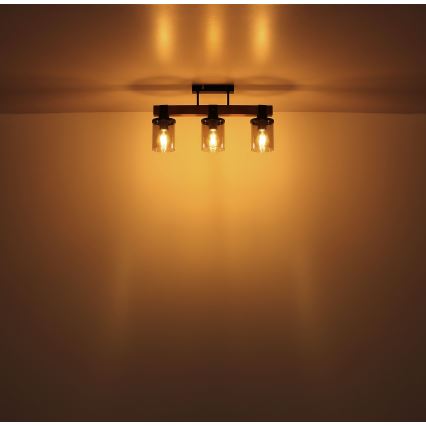 Globo - Πλαφονιέρα οροφής 3xE27/60W/230V δρυς