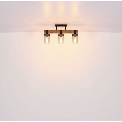 Globo - Πλαφονιέρα οροφής 3xE27/60W/230V δρυς