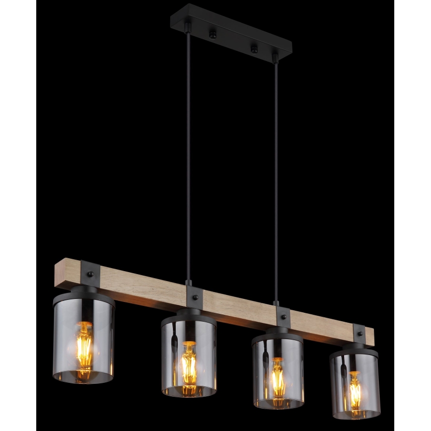 Globo - Κρεμαστό φωτιστικό οροφής 4xE27/60W/230V δρυς