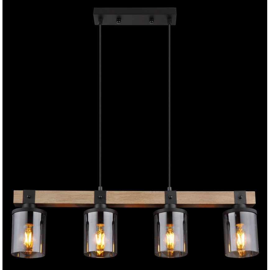Globo - Κρεμαστό φωτιστικό οροφής 4xE27/60W/230V δρυς