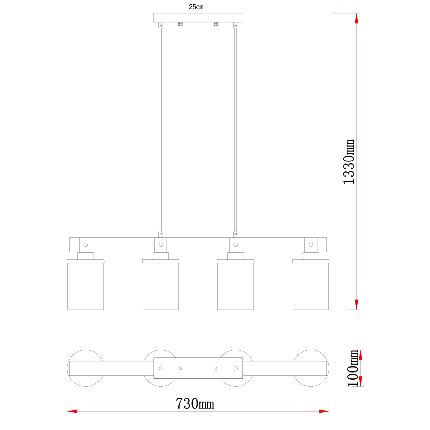 Globo - Κρεμαστό φωτιστικό οροφής 4xE27/60W/230V δρυς