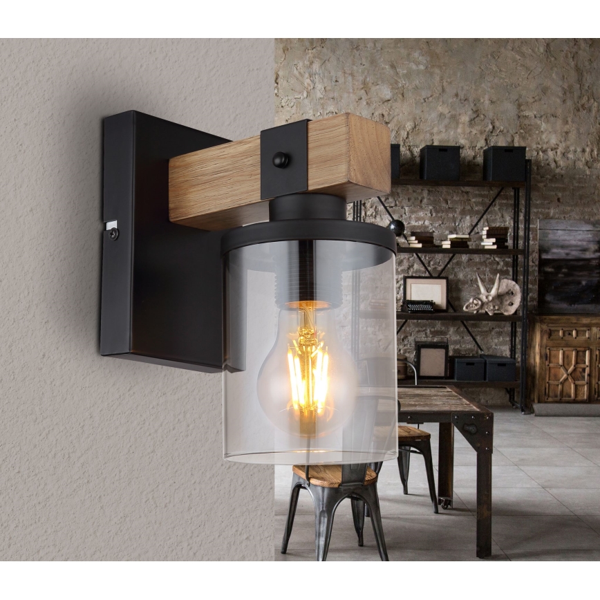 Globo - Λάμπα τοίχου 1xE27/60W/230V δρυς/φιμέ