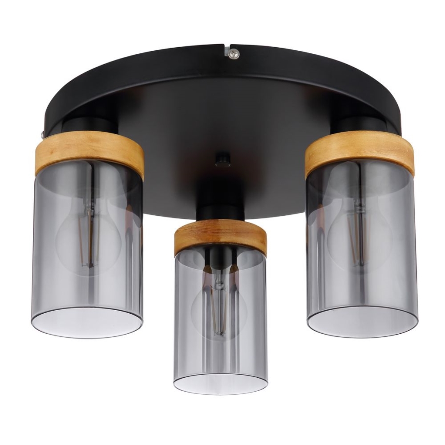 Globo - Πλαφονιέρα οροφής  3xE27/40W/230V μέταλλο/ξύλο