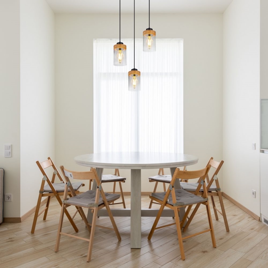 Globo - Φωτιστικό οροφής με καλώδιο 3xE27/40W/230V μέταλλο/ξύλο