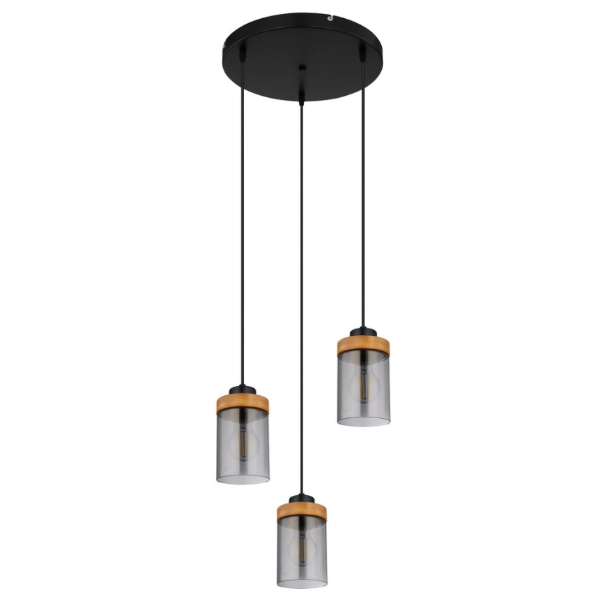Globo -  Κρεμαστό φωτιστικό οροφής τρίφωτο 3xE27/40W/230V μέταλλο/ξύλο