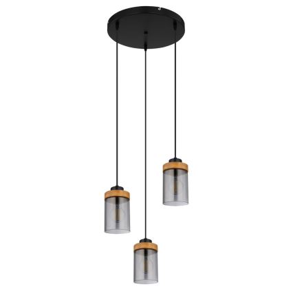 Globo - Φωτιστικό οροφής με καλώδιο 3xE27/40W/230V μέταλλο/ξύλο