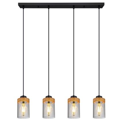 Globo - Φωτιστικό οροφής με καλώδιο 4xE27/40W/230V μέταλλο/ξύλο