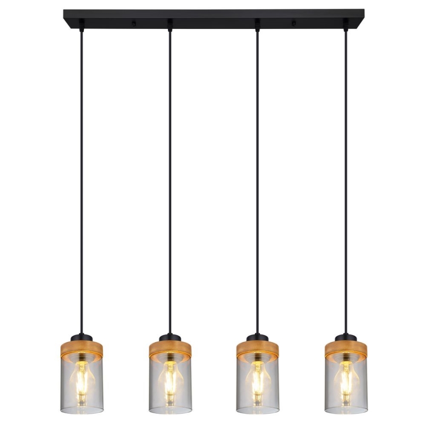 Globo - Φωτιστικό οροφής με καλώδιο 4xE27/40W/230V μέταλλο/ξύλο