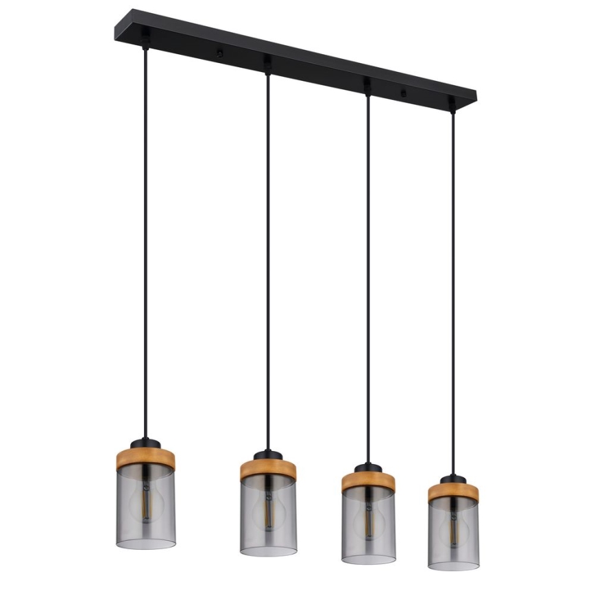 Globo - Φωτιστικό οροφής με καλώδιο 4xE27/40W/230V μέταλλο/ξύλο
