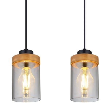 Globo - Φωτιστικό οροφής με καλώδιο 4xE27/40W/230V μέταλλο/ξύλο