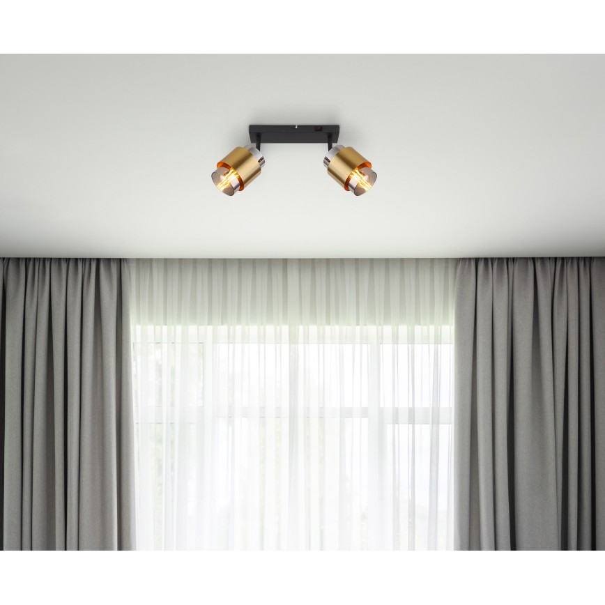 Globo - Φωτιστικό σποτ 2xE27/40W/230V μαύρο/ορείχαλκος