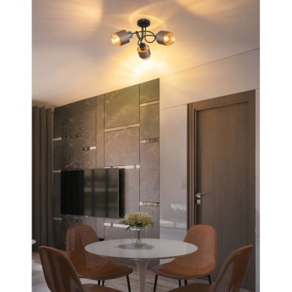 Globo - Πλαφονιέρα οροφής 3xE27/40W/230V μαύρο/μπρονζέ