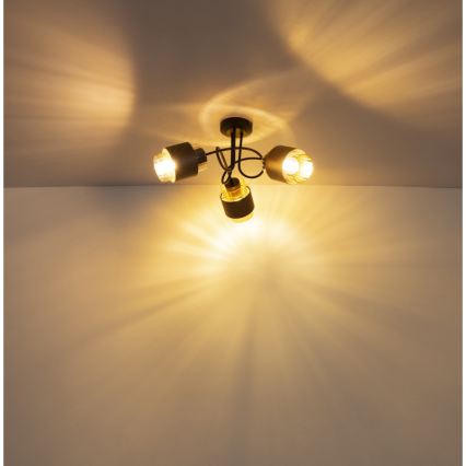 Globo - Πλαφονιέρα οροφής 3xE27/40W/230V μαύρο/μπρονζέ