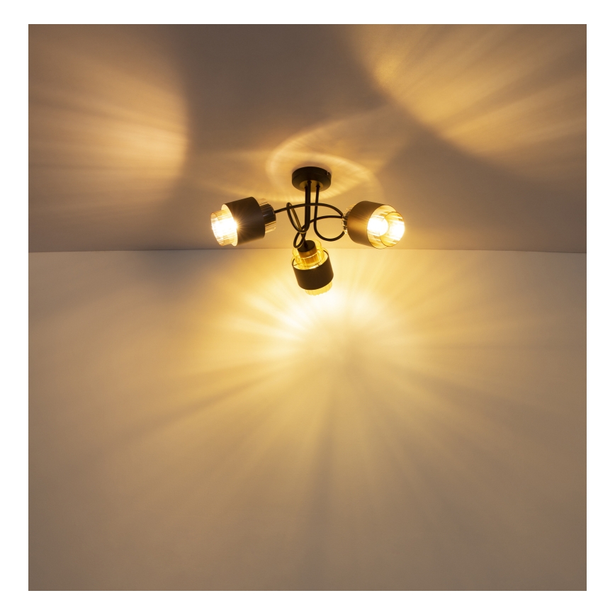 Globo - Πλαφονιέρα οροφής 3xE27/40W/230V μαύρο/μπρονζέ