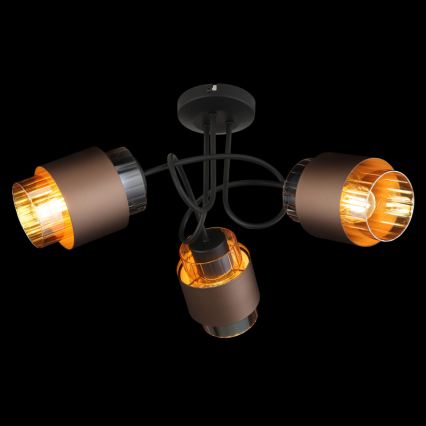 Globo - Πλαφονιέρα οροφής 3xE27/40W/230V μαύρο/μπρονζέ