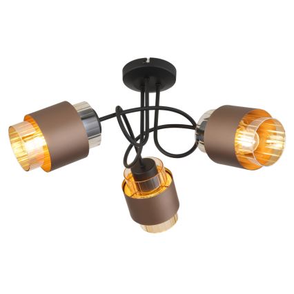 Globo - Πλαφονιέρα οροφής 3xE27/40W/230V μαύρο/μπρονζέ