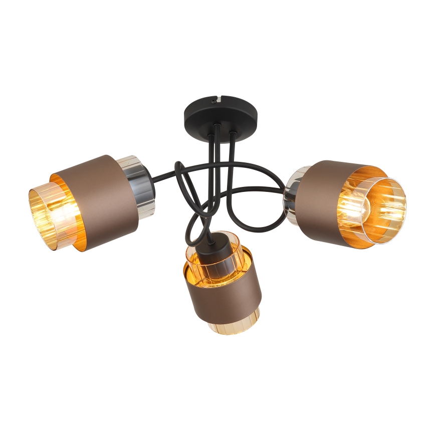 Globo - Πλαφονιέρα οροφής 3xE27/40W/230V μαύρο/μπρονζέ